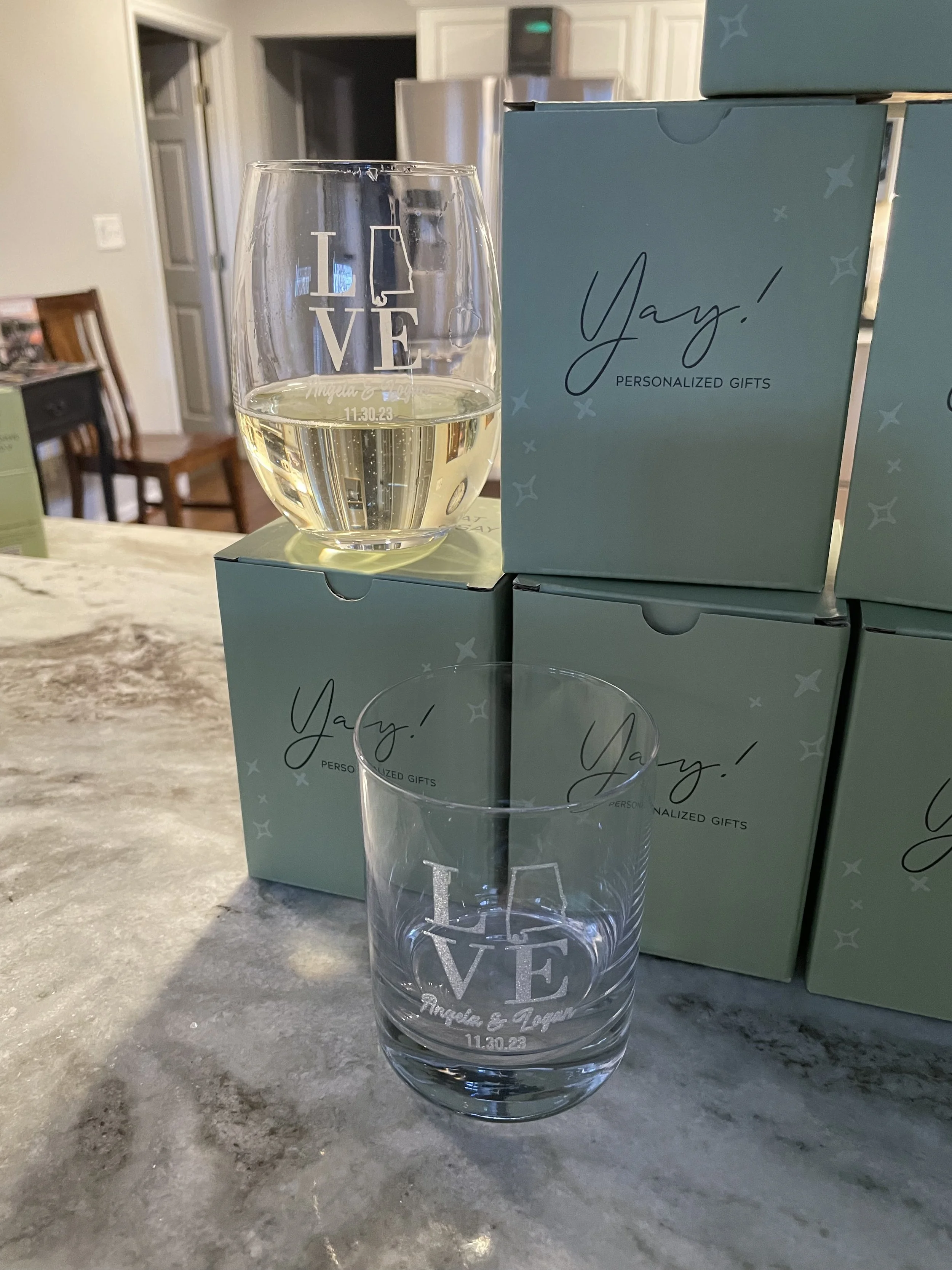 Yay! Personalized Gifts Custom State Love Glassware