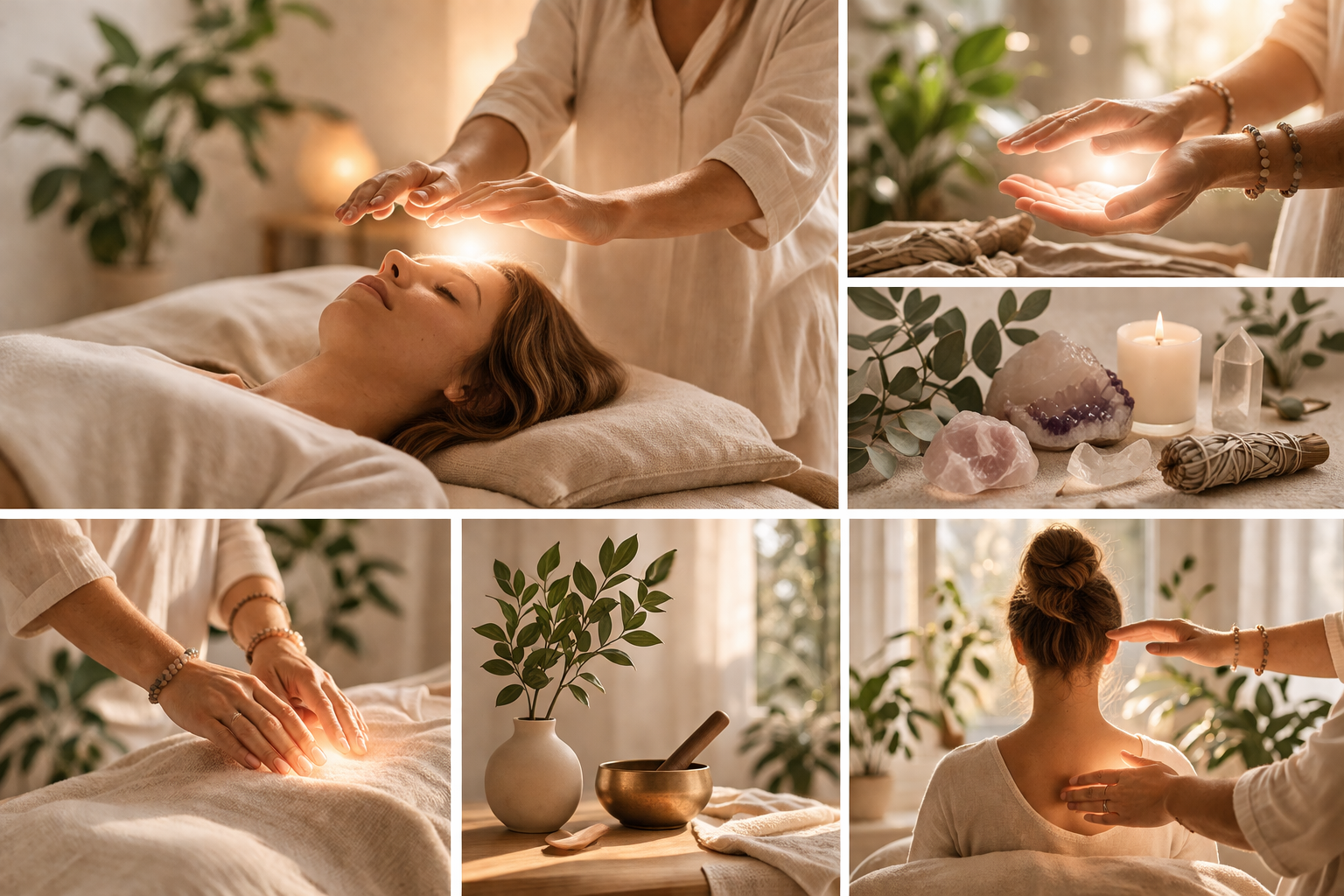 Crystal healing therapy in a calming wellness environment.