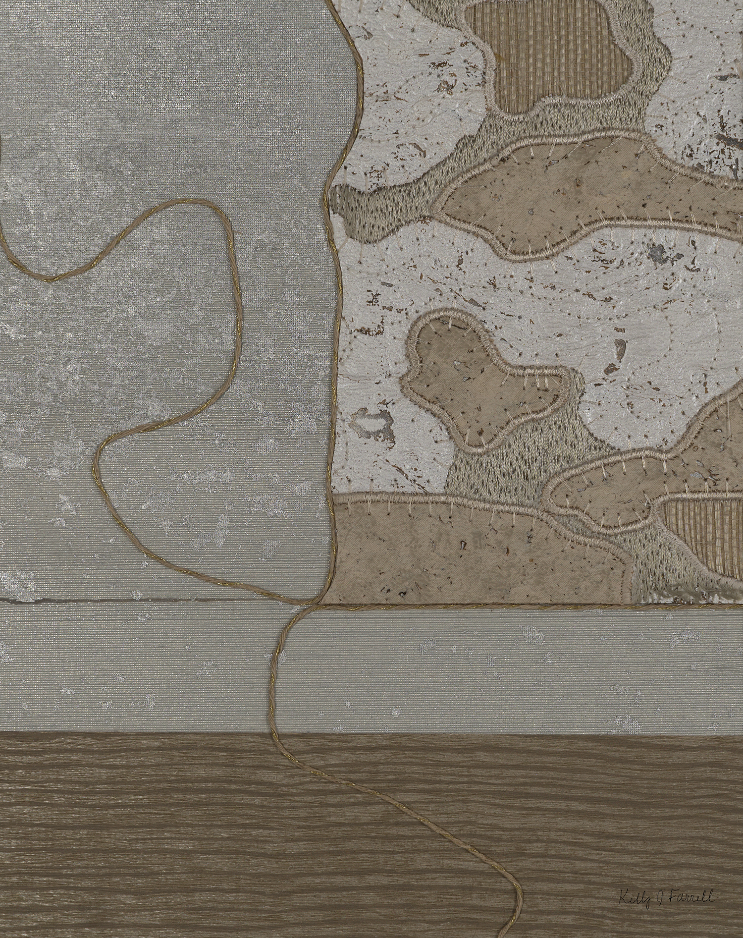 Green and Beige with Stitching