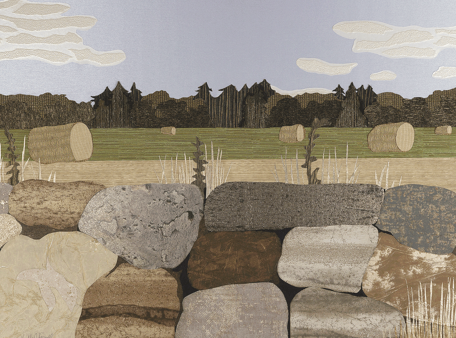 Stone wall & haystacks
Mixed Media
33" x 25"H