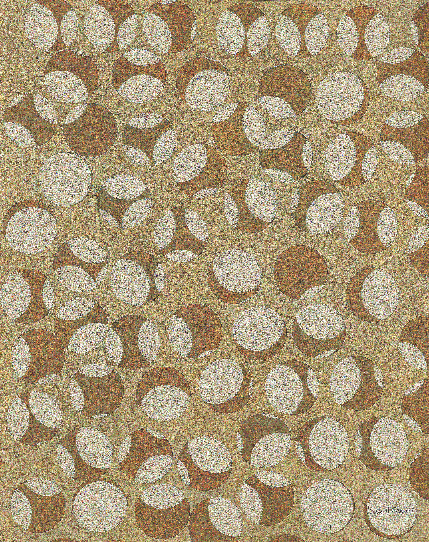 Circles Gold and Copper
Mixed Media
12" x 15"H