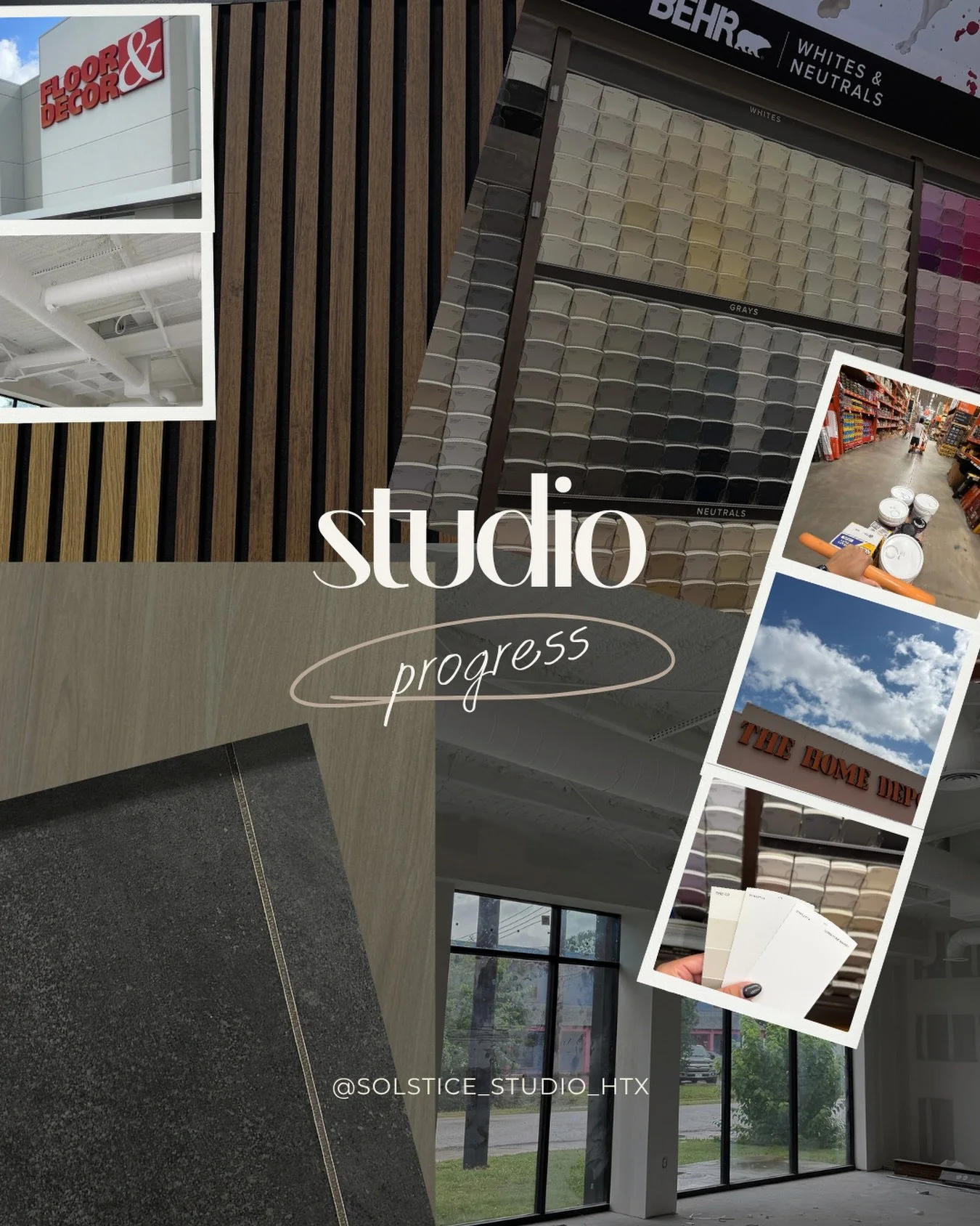 A little studio build progress update 👀

We&rsquo;re getting closer and closer to opening day, and it&rsquo;s exciting to finally see everything come to life. 🤩 

The past month has been filled with Home Depot and Floor &amp; Decor runs, selecting 