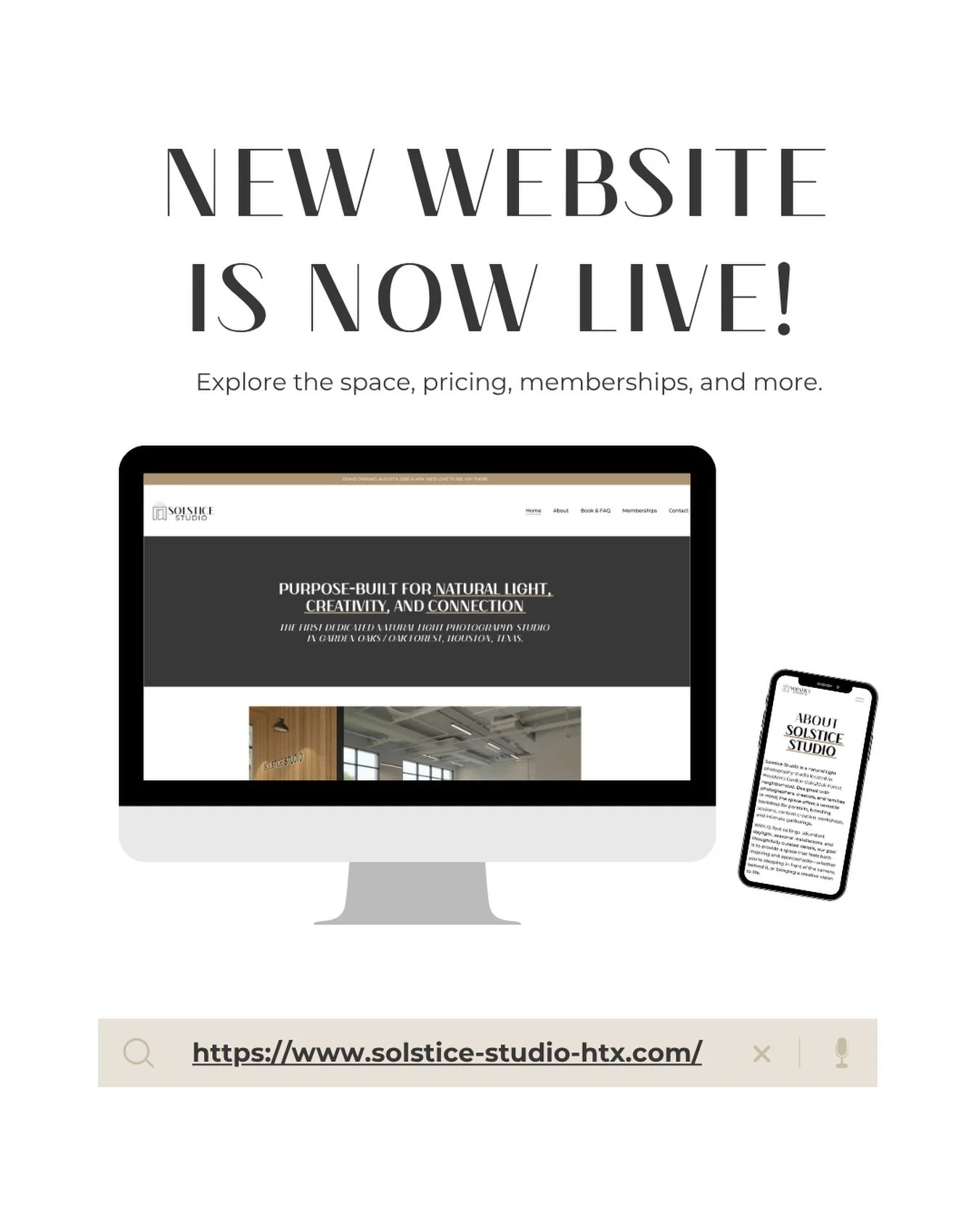 ☀️ The Solstice Studio website is officially LIVE!

While we&rsquo;re still putting the finishing touches on the studio, our website is now live! You can now:

✨ Learn more about Solstice Studio
✨ Explore studio rental pricing &amp; memberships
✨ Bro