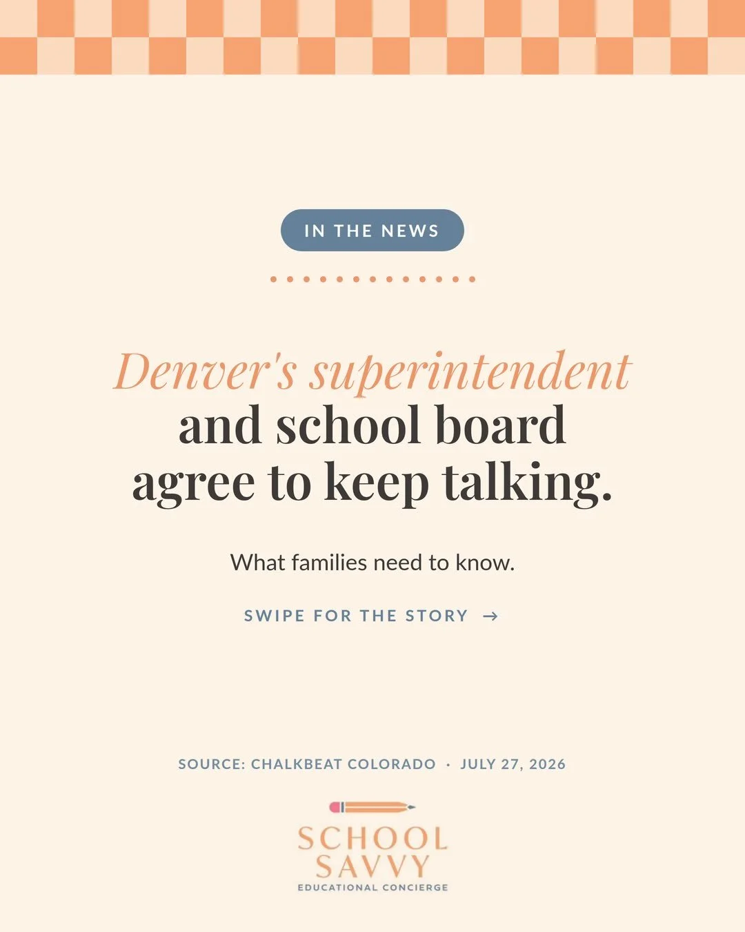 📚 In the News: Denver Public Schools

After a three-hour closed-door meeting on July 27, Superintendent Alex Marrero and the DPS school board agreed to keep working on their relationship and how the district is governed.

Here&rsquo;s what to know: 