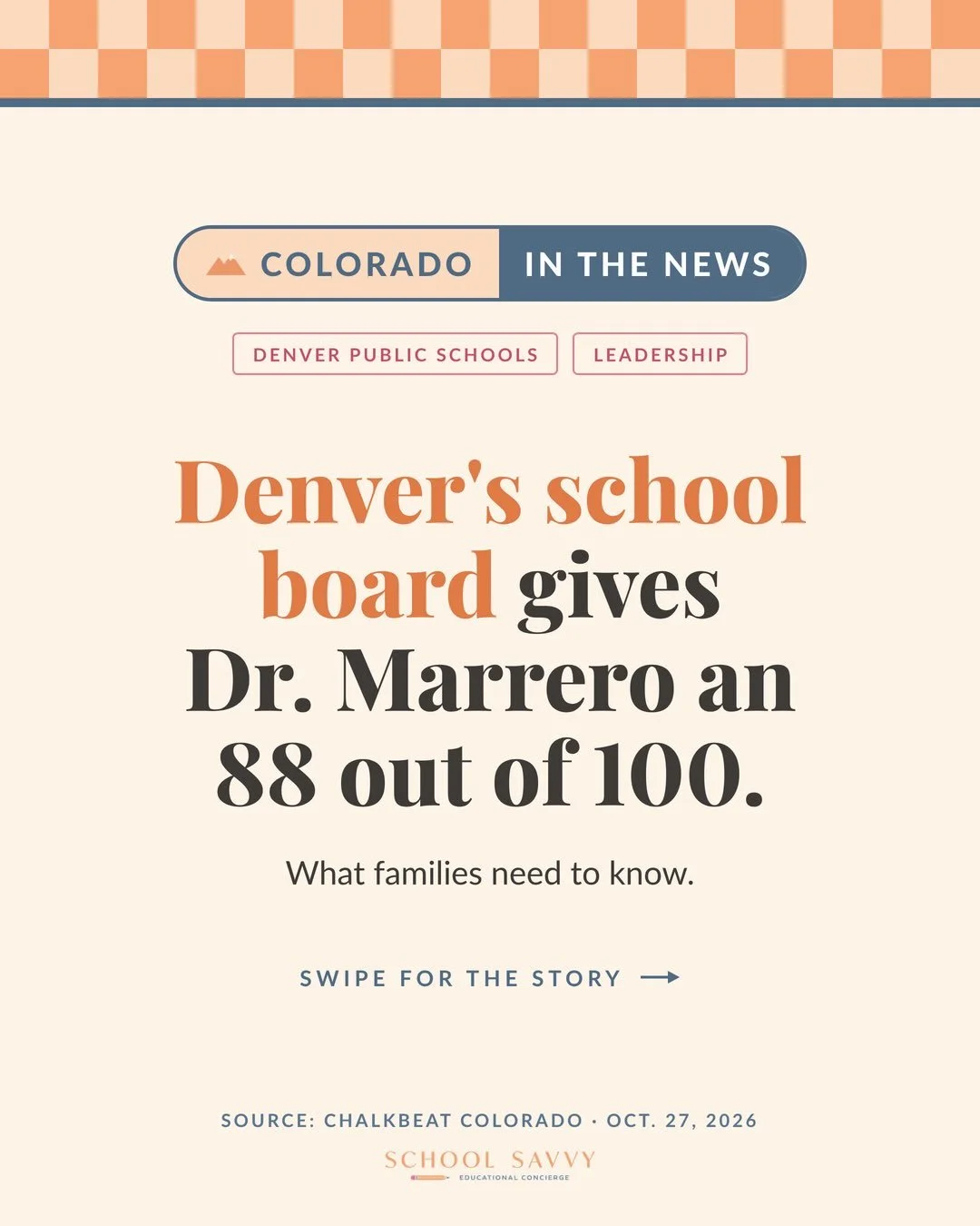 Denver&rsquo;s school board just graded the superintendent. Here&rsquo;s what parents should know 👇

✏️ The board unanimously approved Dr. Alex Marrero&rsquo;s review: 88.4 out of 100, up from 73.5 last year.
✏️ Strengths cited include a record 82% 