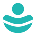 A stylized teal and black icon resembling a cute face with a winking eye and a small mouth.