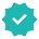 A blue icon with four curved lines converging at a point, surrounded by a dashed circle and small star-like sparkels.