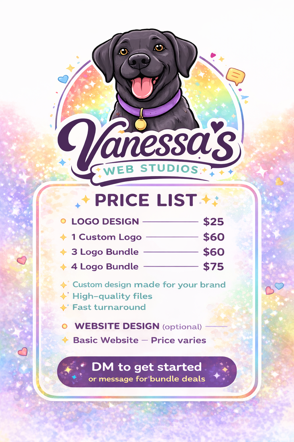 Vanessa's Web Studios - Custom Logo & Website Design