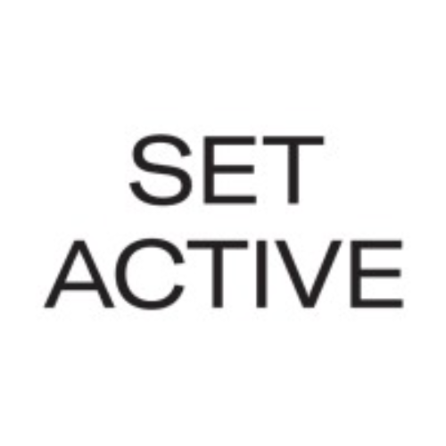 Text that says 'SET ACTIVE' in bold black letters.