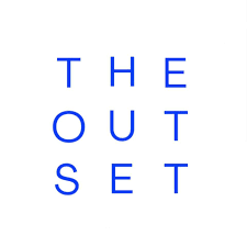 The words 'The Outset' arranged vertically and horizontally in blue text.