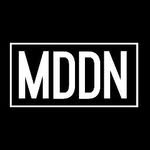 Black square with white text 'MDDN' in the center
