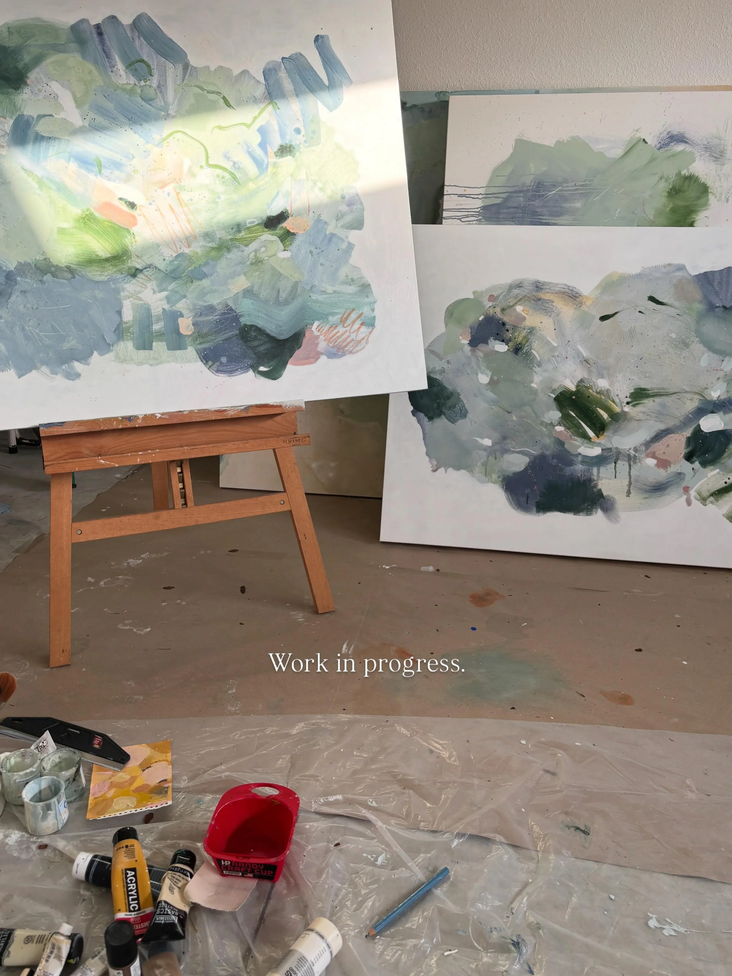 The studio looked extra soft this morning.
Still figuring these out, but I think they&rsquo;re starting to speak to each other.