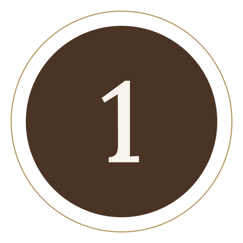 Brown circular number one countdown timer.