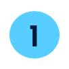 A blue circular badge with the number one inside.