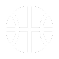 Simplified black and white basketball logo with geometric design
