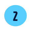 Blue circular icon with a white letter Z in the center