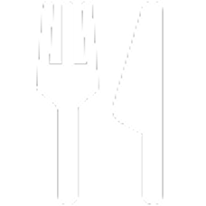 Silhouette of a fork and a knife side by side on a black background