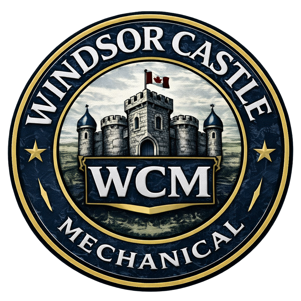 Windsor Castle Mechanical Emblem logo signify strength, built strong, built to last