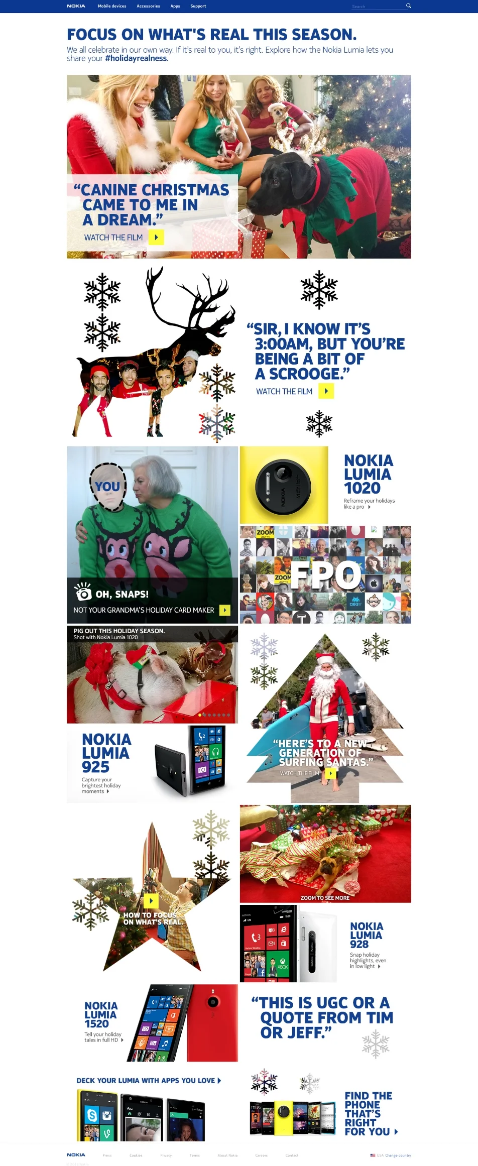 Nokia Holiday Realness Home Page