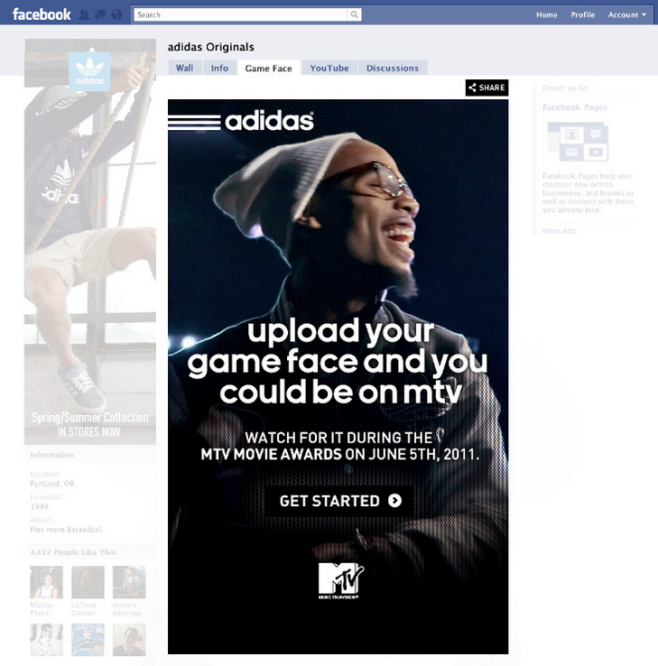 Adidas Game Face Homepage