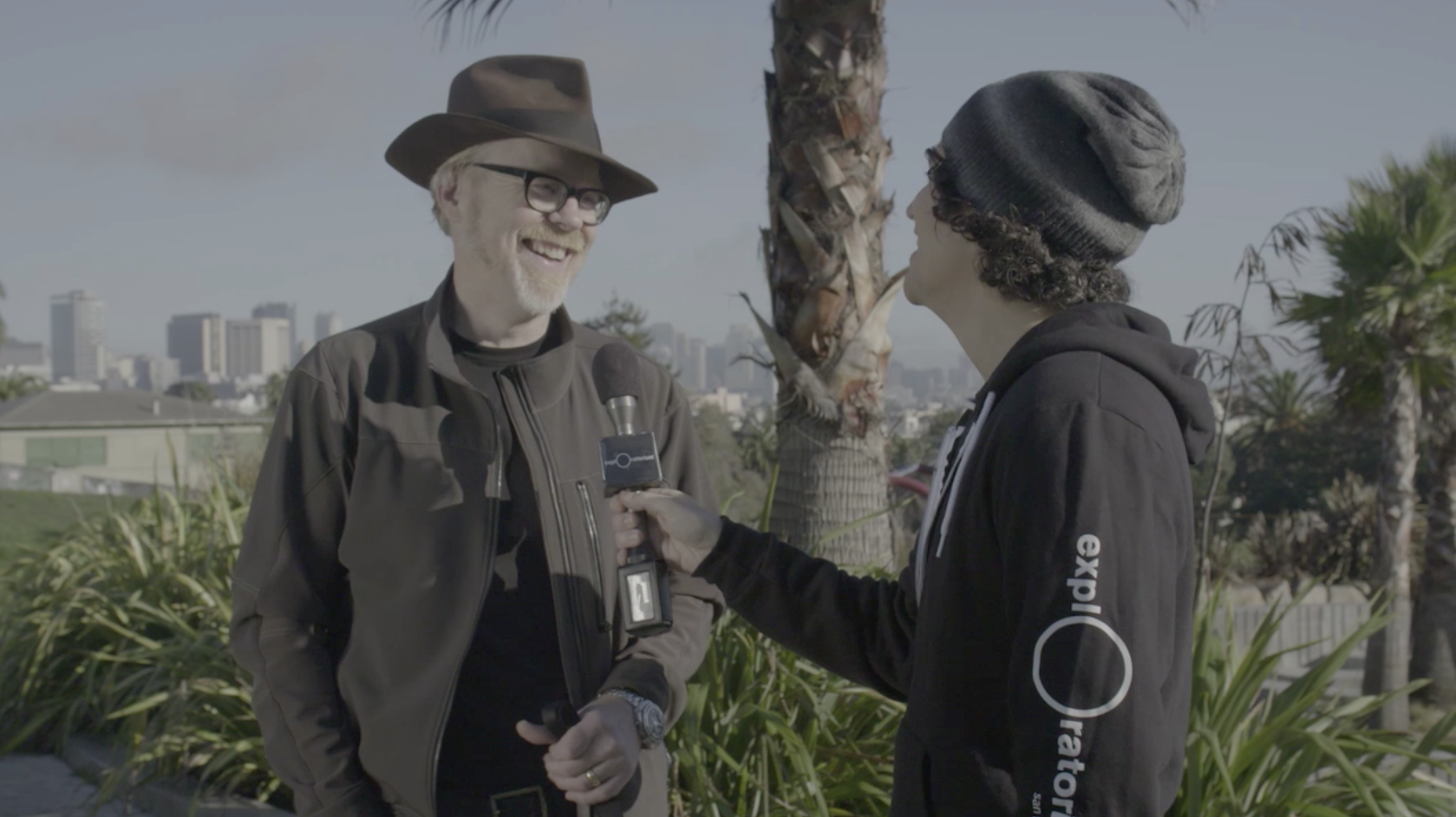 While I was out interviewing passersby about our guerrilla campaign, coming upon Adam Savage out walking his dog was quite the coup.