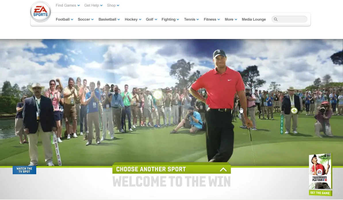 Tiger Woods Landing Page