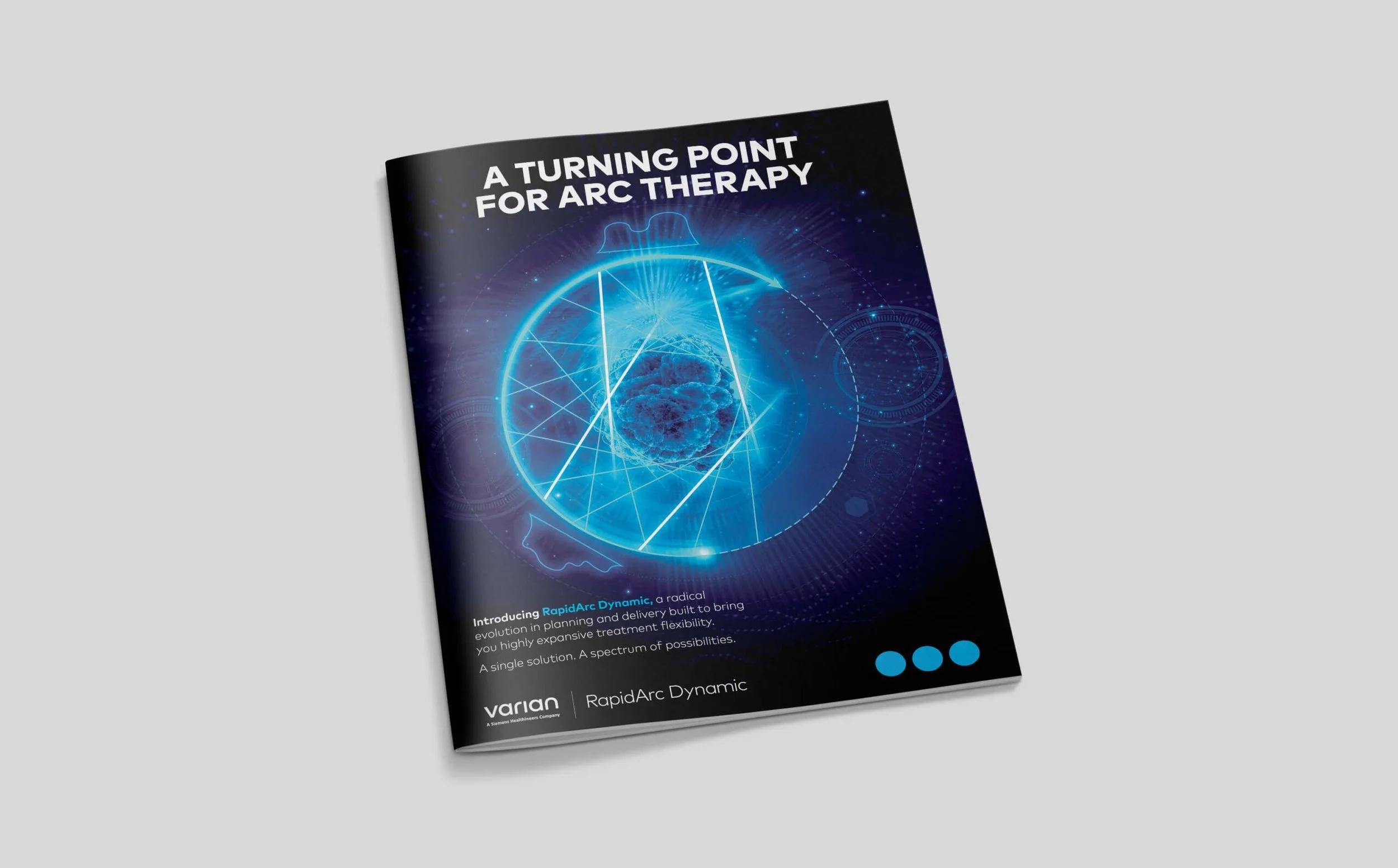   Using animation and interactivity we brought the tried and true traditional print brochure to life digitally for users to experience online, and for Varian salespeople to leverage for presentations. This creative execution really brought the key a