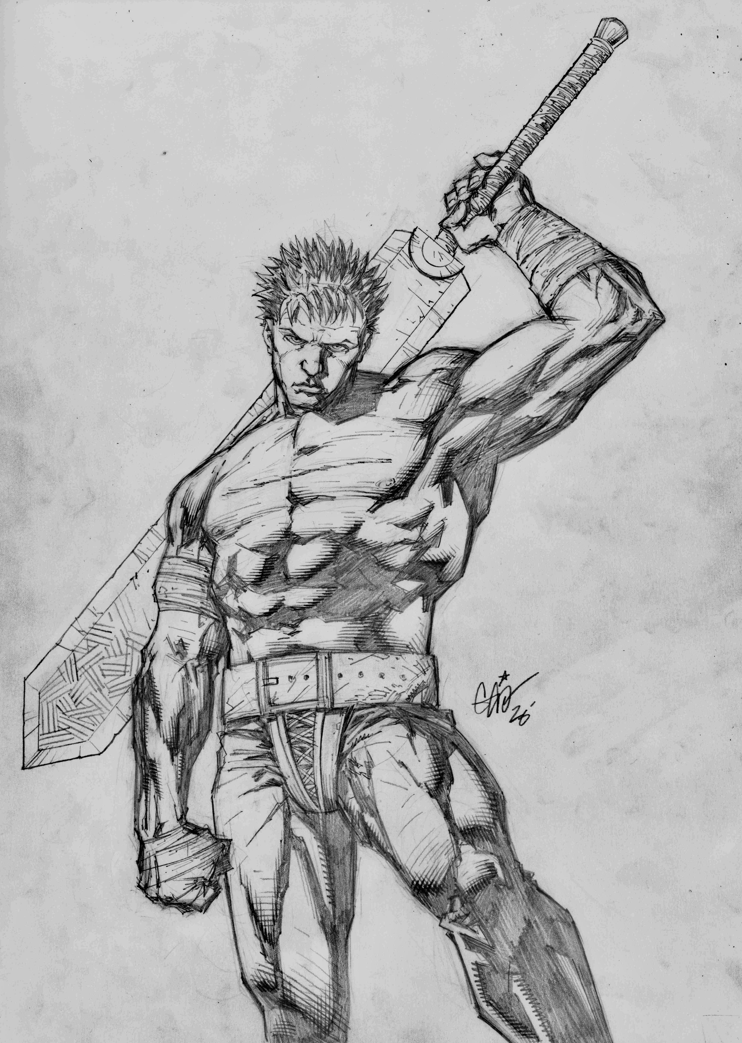 GUTS ORIGINAL PENCIL DRAWING