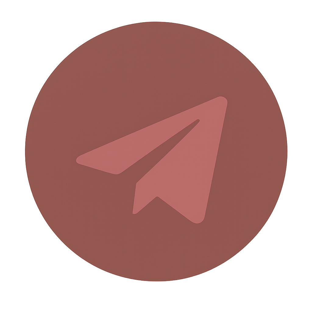 Een app-icoon van Telegram met een papieren vliegtuigje op een bruinachtige achtergrond.