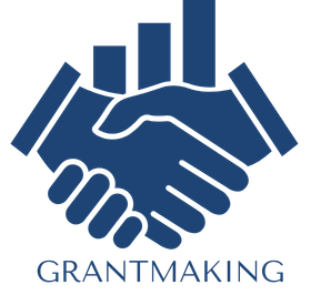 Illustration of a handshake with a bar chart above it, representing grantmaking.