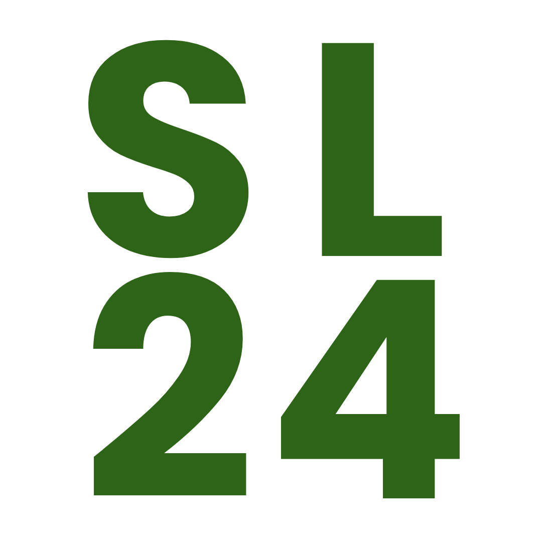 A graphic with large green text displaying 'SL 24' on a black background.