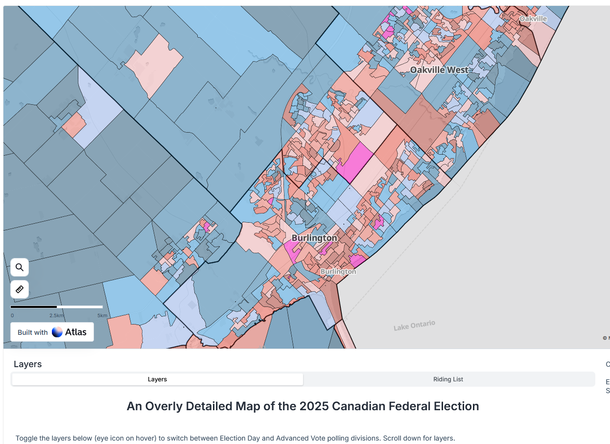 Canada poll by poll map