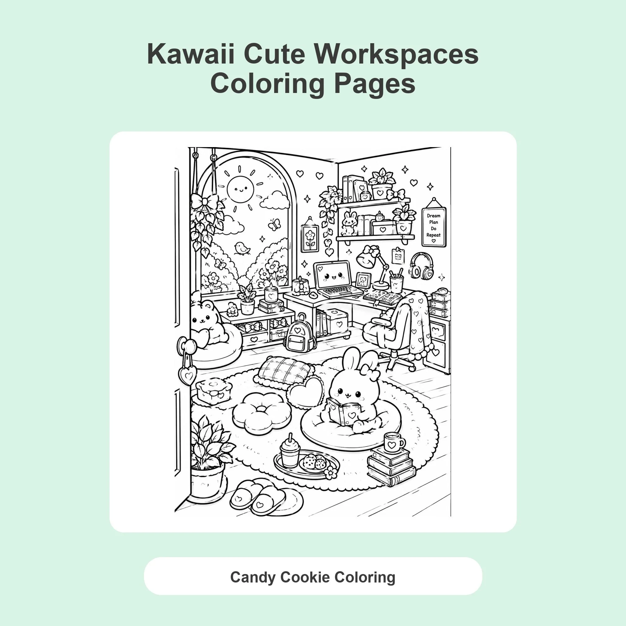 25 Cute Kawaii Cozy Study Desk Coloring Pages for Relaxing Creative Fun