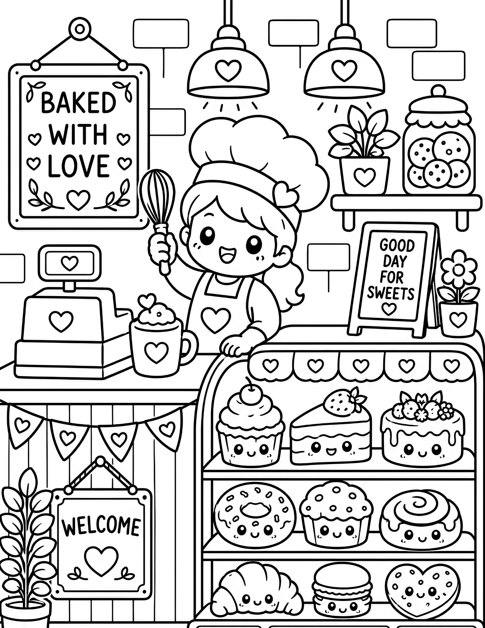 Kawaii Bakery Coloring Pages Bundle – Cute Dessert Printable PDF for Kids & Adults