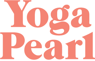 Text logo 'Yoga Pearl' in pink letters on a white background.