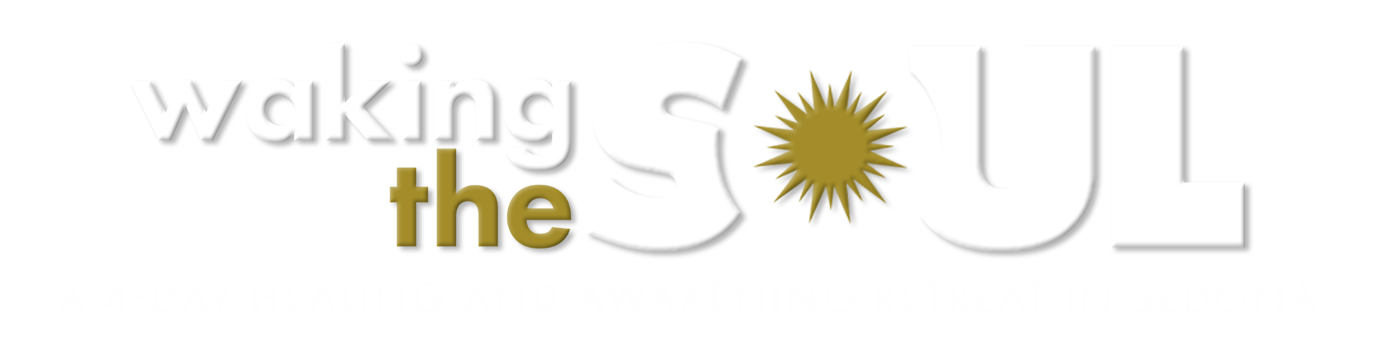 Logo with the text 'Waking the Soul' and a sunburst symbol in the letter 'O'.