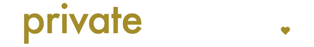 The word 'private' in large gold letters next to 'sessions' with a small heart symbol.
