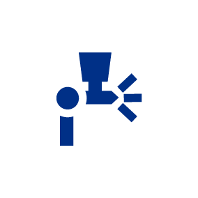 A blue icon of a person with a cross mark over their head and multiple asterisks indicating an allergy or allergy alert.