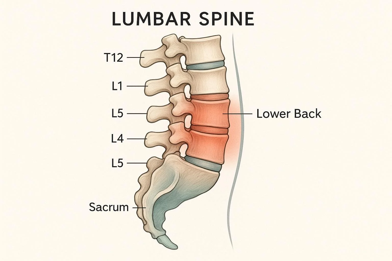 low back or lumbar spine