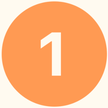 Orange circle with a white number one in the center.