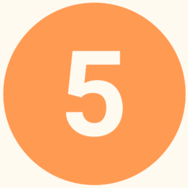 Orange circle with the number 5 in white center