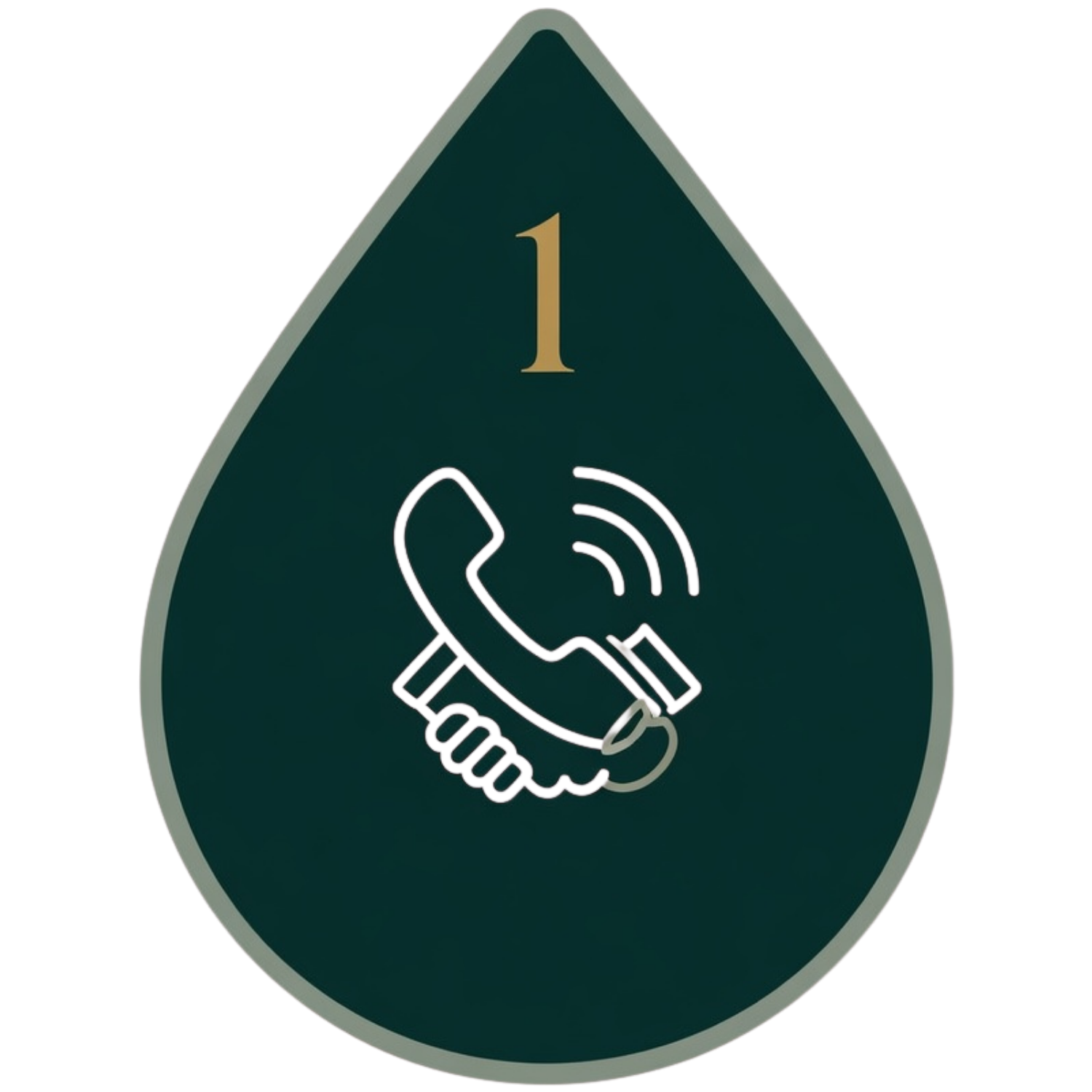 Close-up of a green badge with a phone receiver icon and a Wi-Fi signal, and the number 1 at the top.