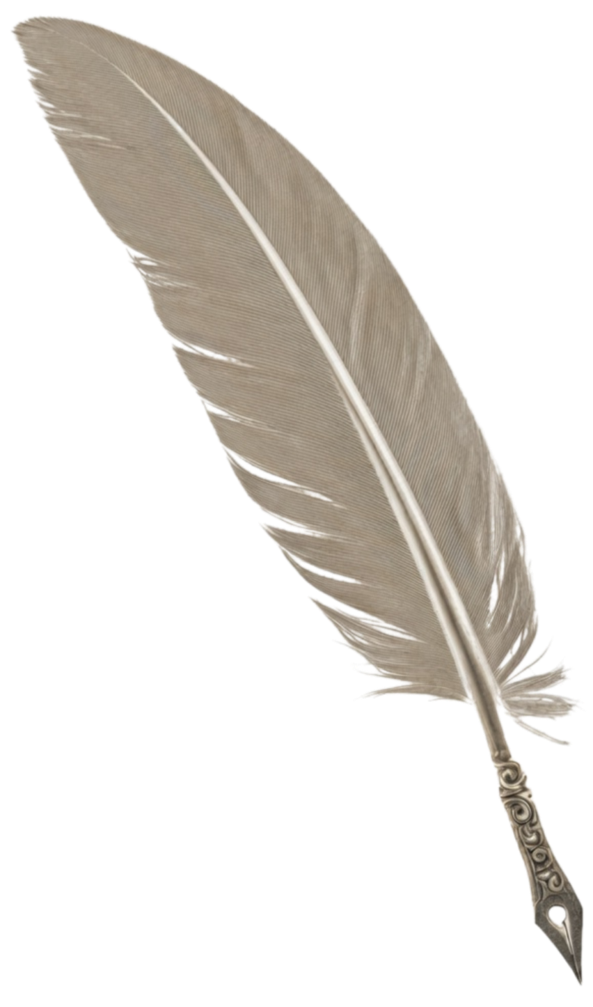 A vintage silver quill pen with intricate detailing on the handle.