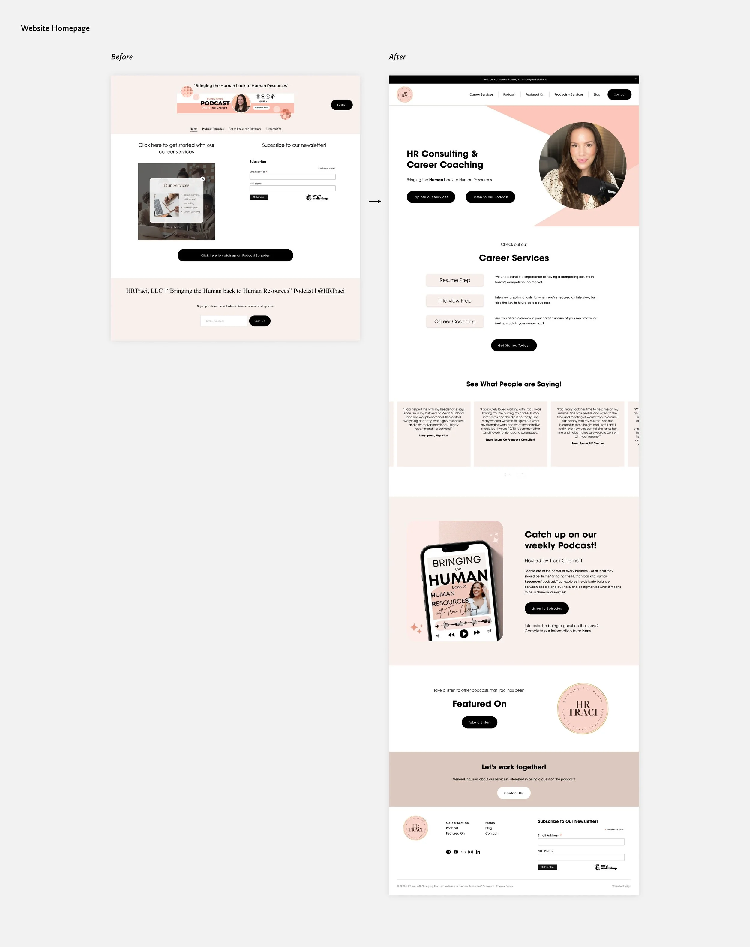 Homepage Before After HRTraci