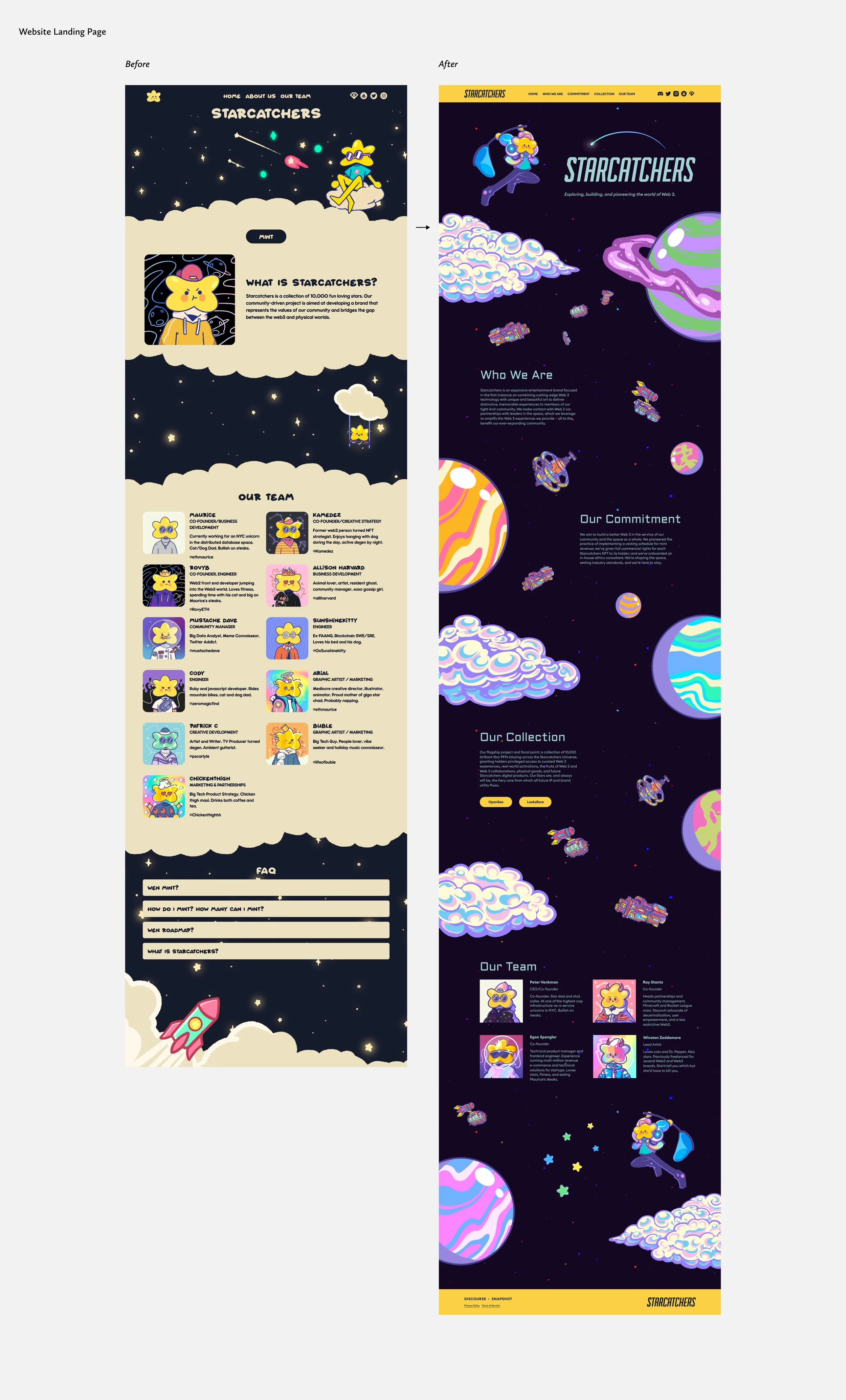 Desktop Homepage Before After Starcatchers NFT