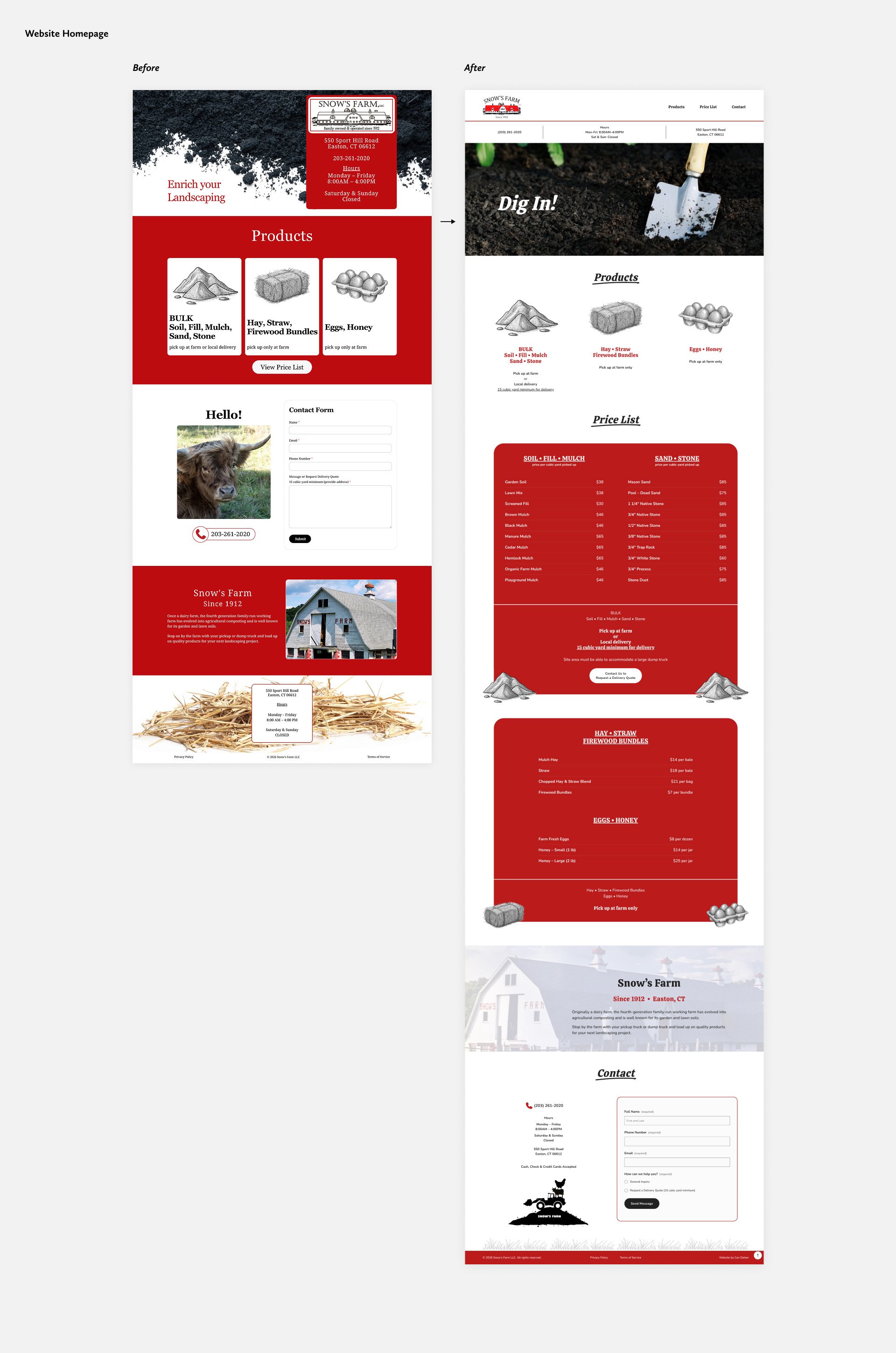 Desktop Homepage Before After Snow's Farm