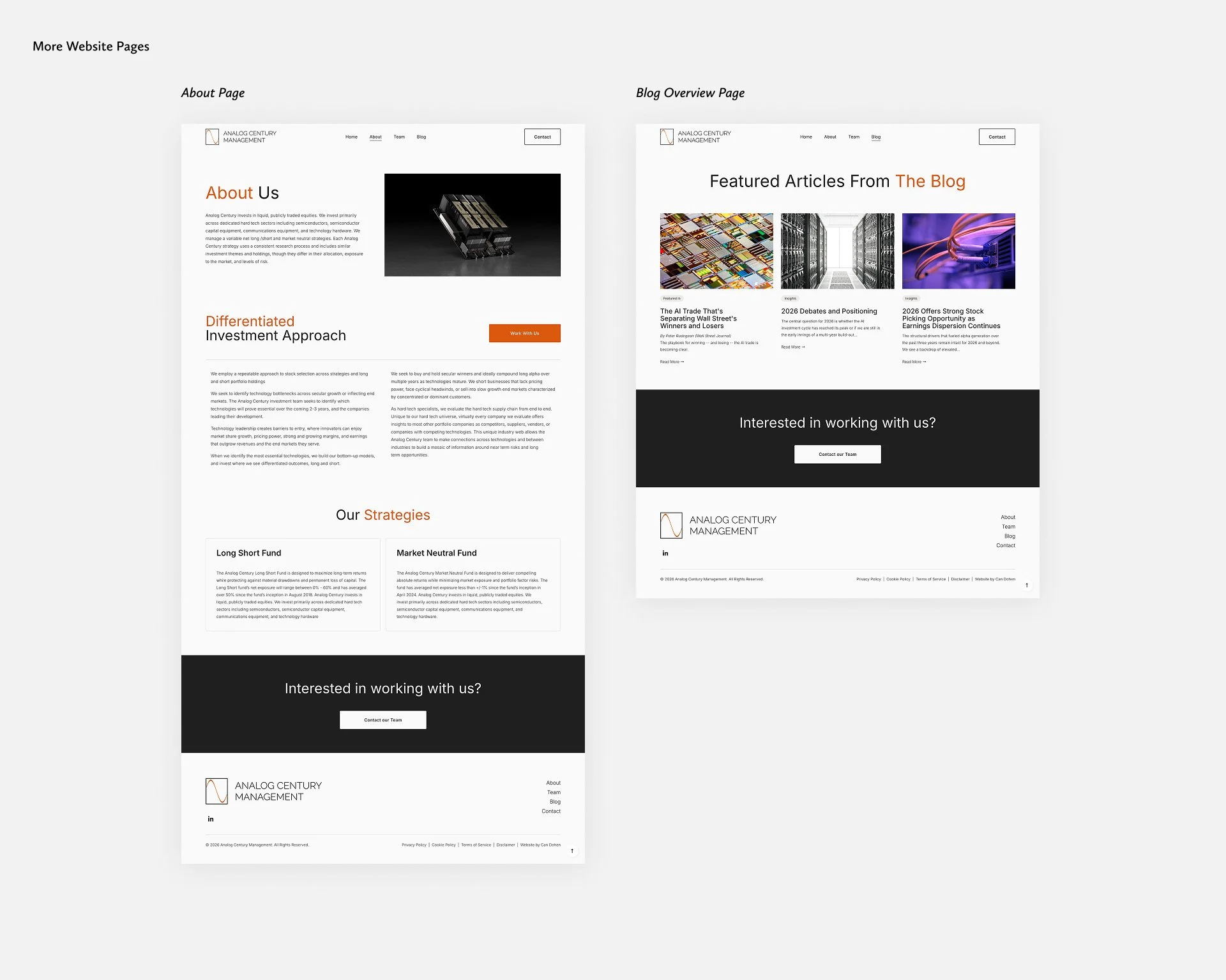 About and blog pages Analog Century Management