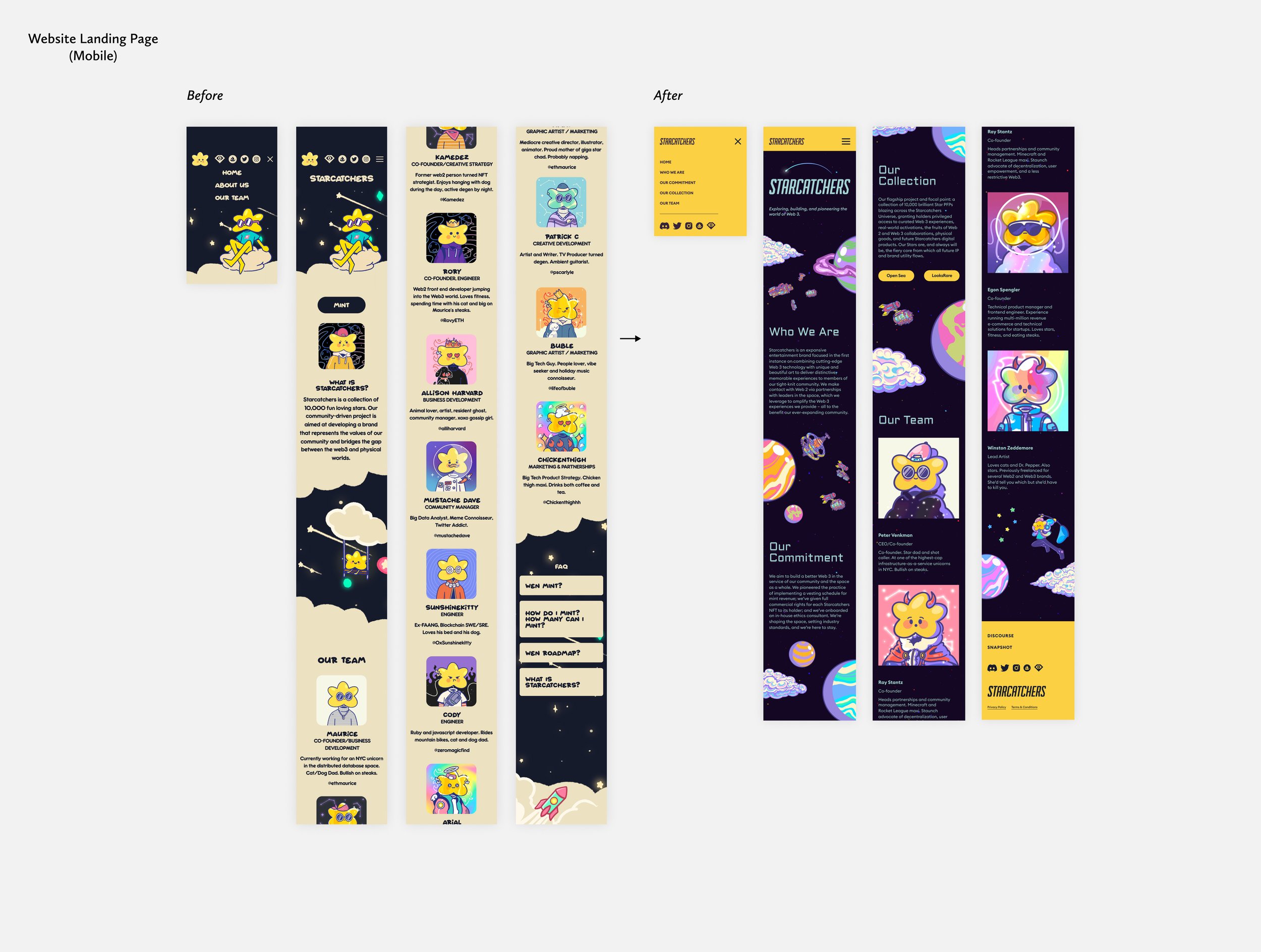 Mobile Landing Page Before After Starcatchers NFT