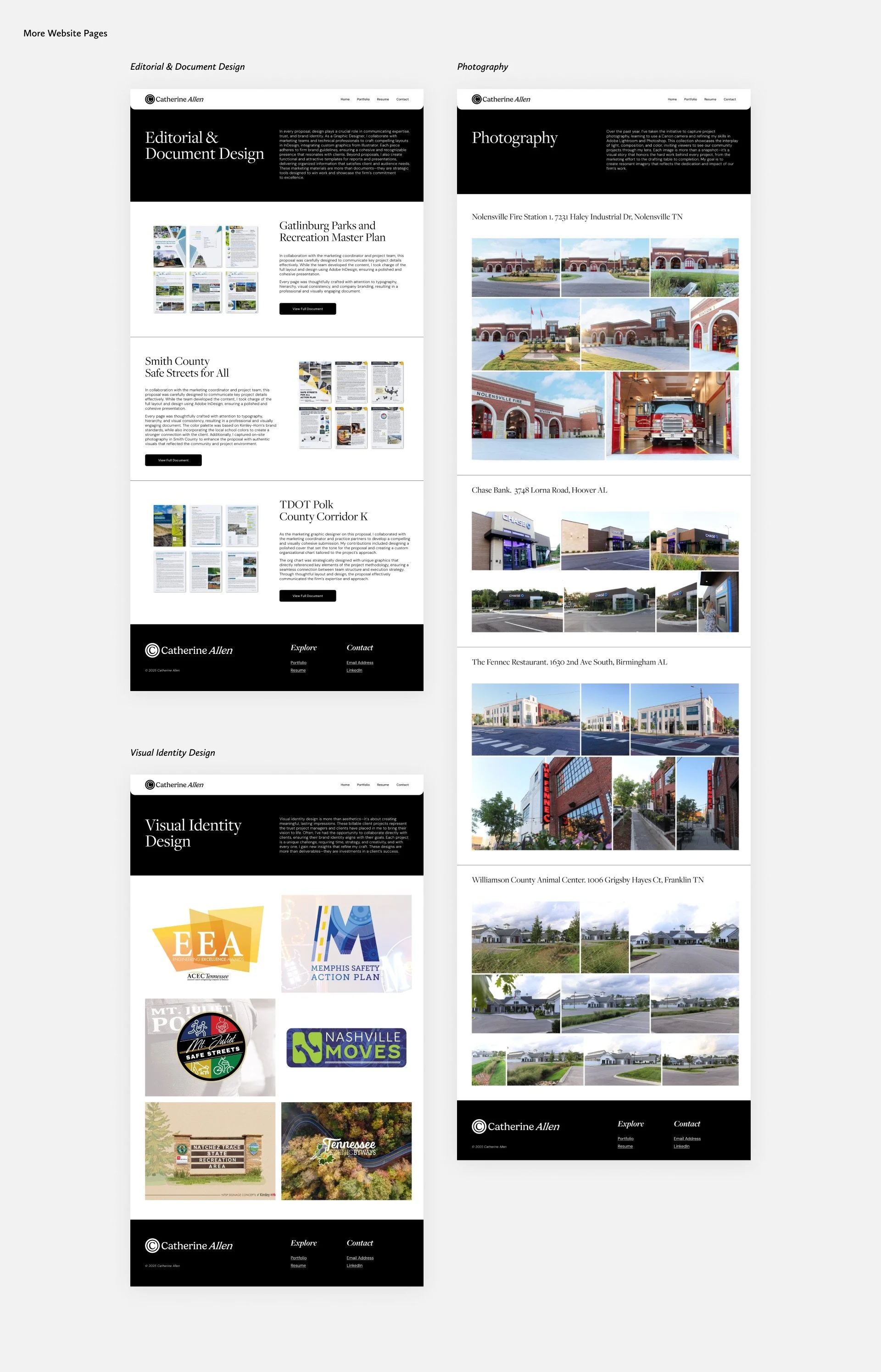 More portfolio, editorial design, document design, visual identity design, photography. Catherine Allen Design
