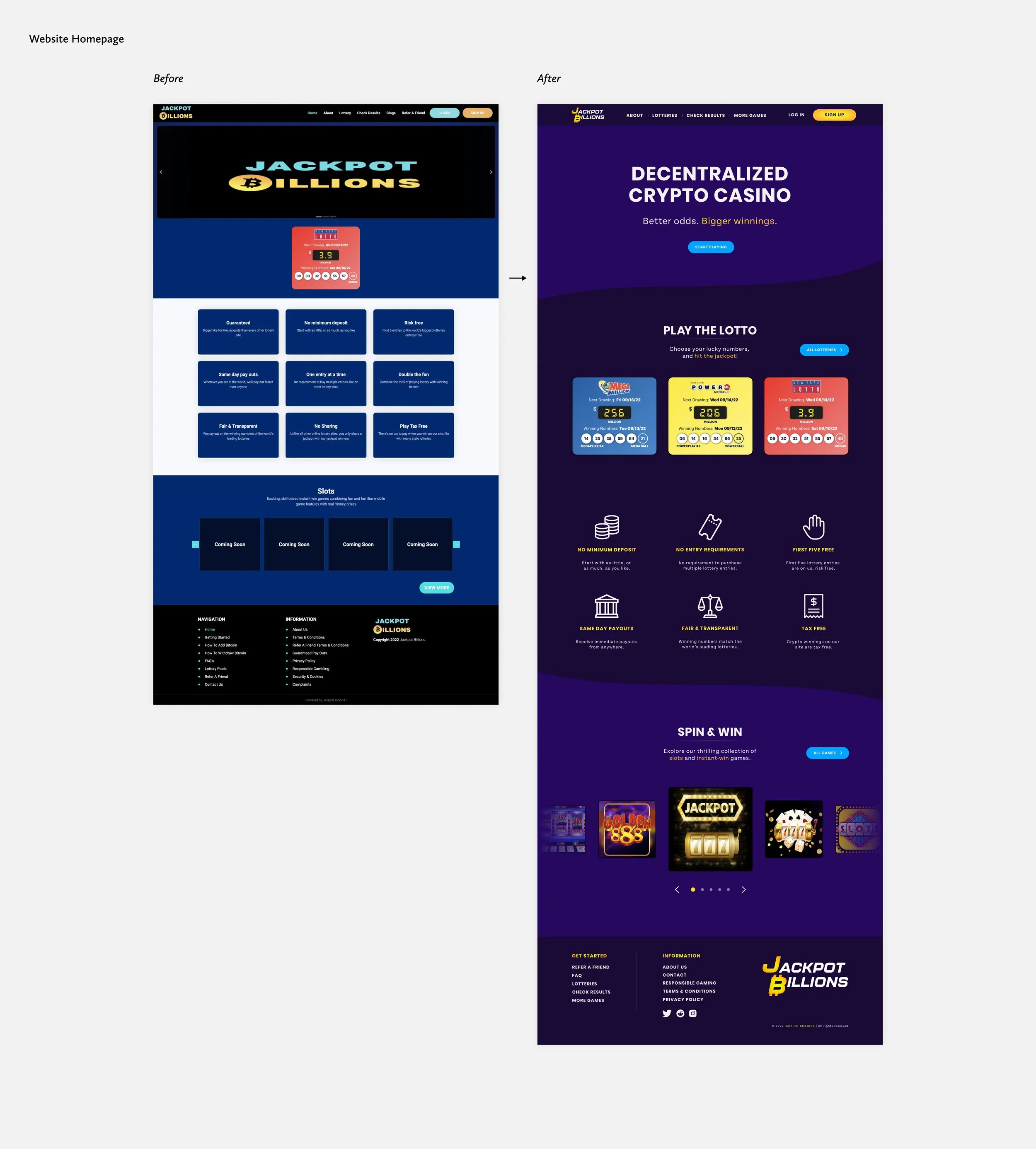 Desktop Homepage Before After Jackpot Billions